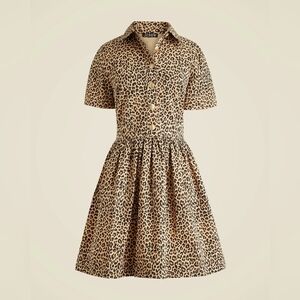 A-Line Shirt Dress in Leopard Chino